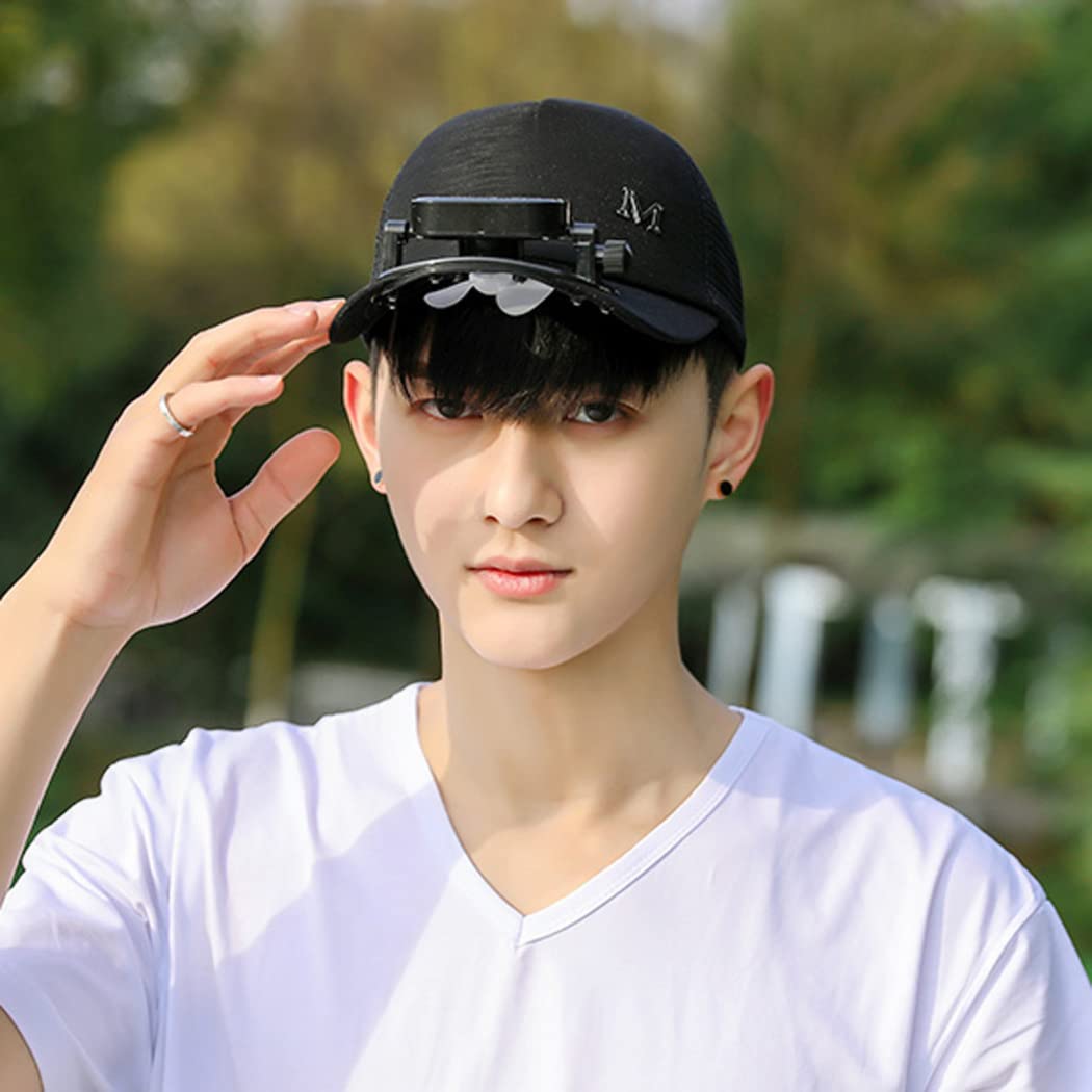 BOTOWI Gorra de béisbol unisex con ventilador solar, protección UV de verano para mujeres/hombres, sombreros de pesca para correr, alimentación solar/carga USB