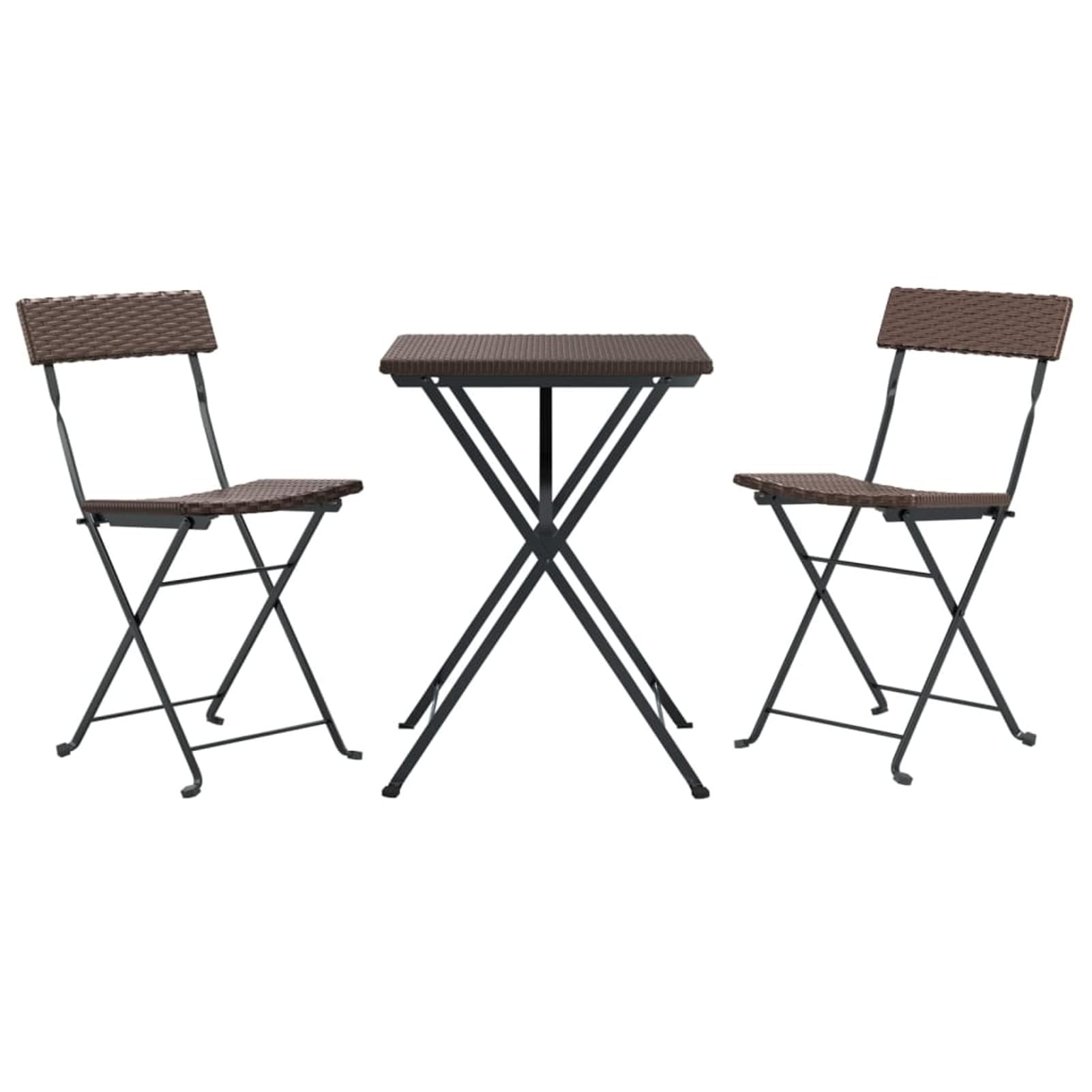 Homgoday Muebles de cafetería Plegables 3 Piezas ratán sintético marrón