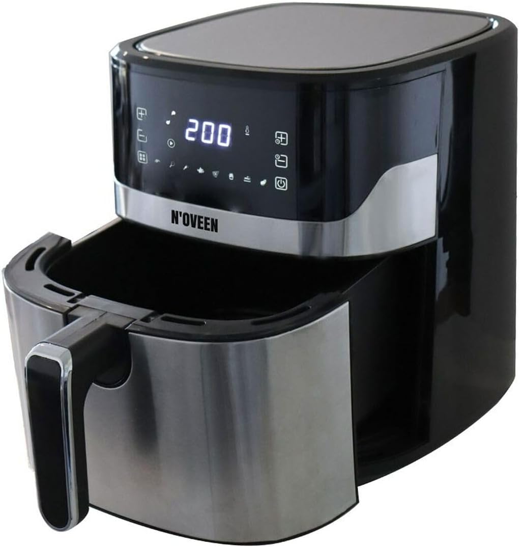 N'oveen AF550 Air Fryer with cooking basket pulled out
