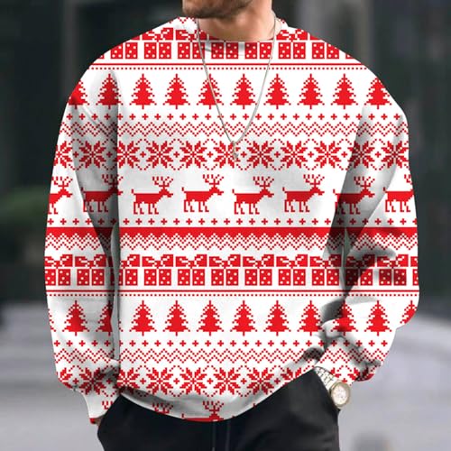 Pull de Noël homme à manches longues et col rond décontracté imprimé - 2