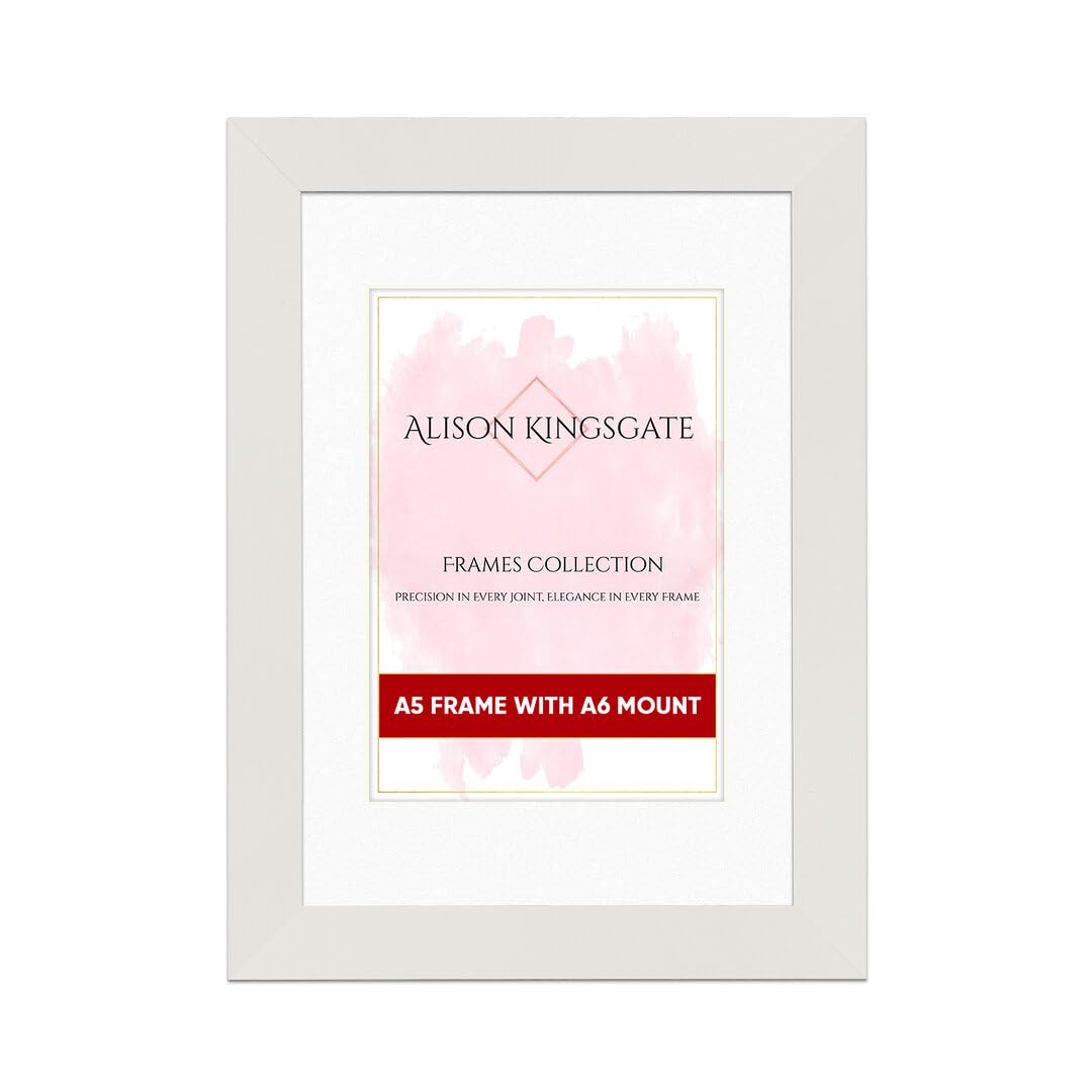 Alison Kingsgate A5 White Picture Frame with Mount for A6 Photos