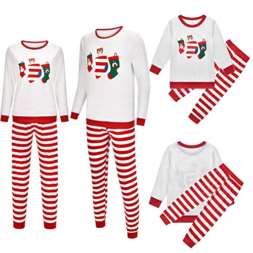 Christmas Family Matching Pajamas Set Santa Claus Sleepwear Classic Plaid Xmas Outfits for Adults,Kids,Newborn Baby (Christmas Socks, Kid/ 6T)
