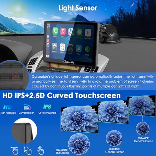 Image of CARPURIDE 9 Inch Car Play Screen for Car, Compatible with Wireless /Wired Apple CarPlay, Android Auto and Mirror Link - Bluetooth Audio, Navigation,Siri, FM, AUX
