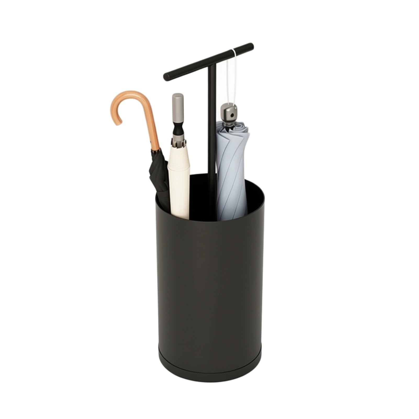 ZFUCMAYL Entryway Umbrella Stand Rack,Umbrella Storage Organizer with Hooks,Height 75cm,Space-saving for Home Shop Schools Hotels(Black)