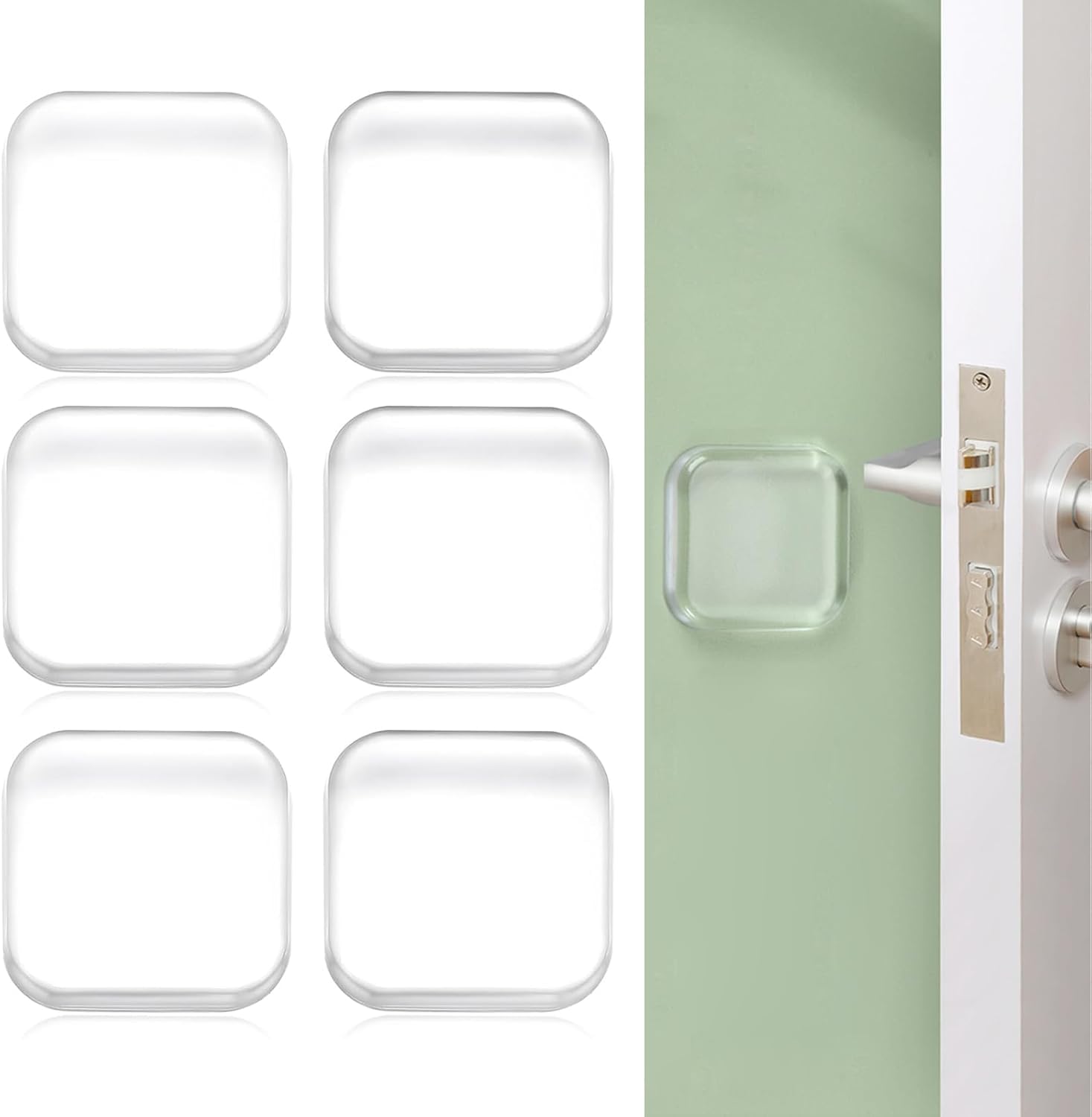12pcs Door Knob Stoppers,Transparent Self-Adhesive Rubber Door Bumpers