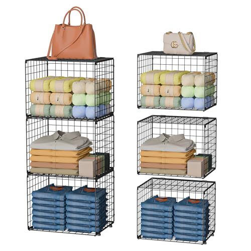 Upgraded Wider & Taller Closet Organizer with Wire Top Shelf,