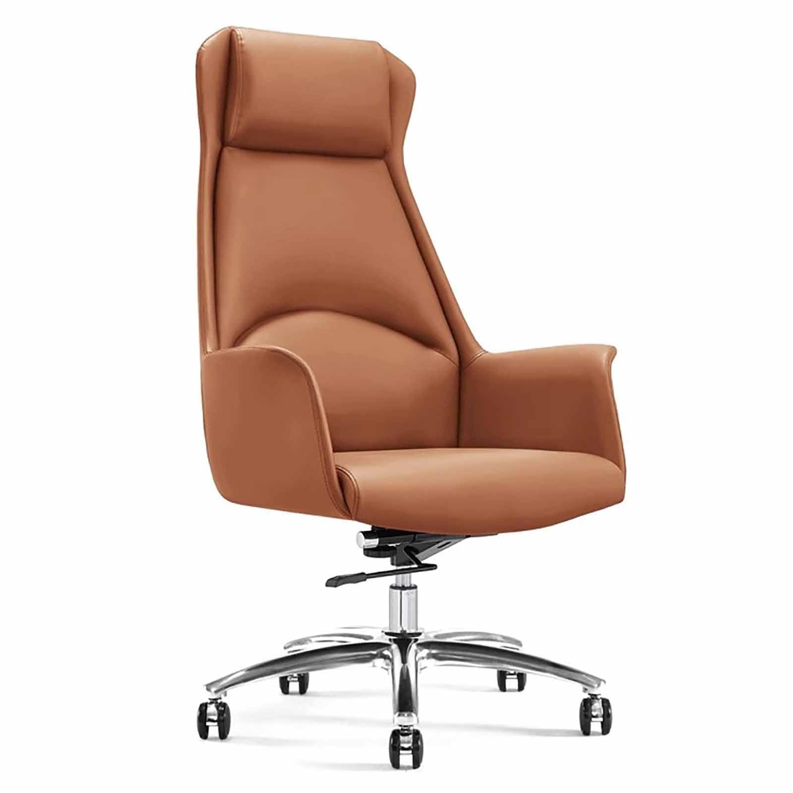 HTTGDGDH Ergonomic Black Leather Office Chair, Adjustable Reclining Executive Desk Chair, Swivel Computer Chair For Home & Office Study, Comfortable & Stylish Design,Brown
