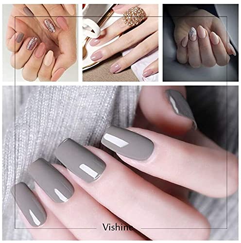 Vishine Set mit 40 W UV LED-Lampe, semi-permanent, 6 Stück Soak-Off Gel-Nagellack, Base Gel, Top Coat, Pinsel, Strass… – Bild 5