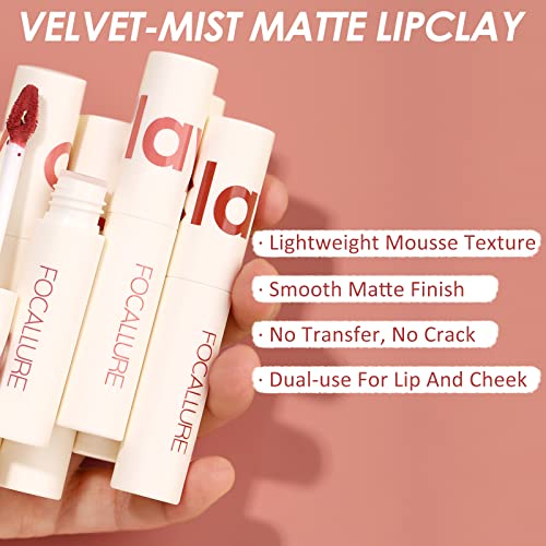 Focallure Velvet Matte Liquid Lipstick, Satin-Finish, High Pigmented Lip Color, Cheeks And Lips Tint, Lightweight, Quick-Drying, Berry Nude #TOP3