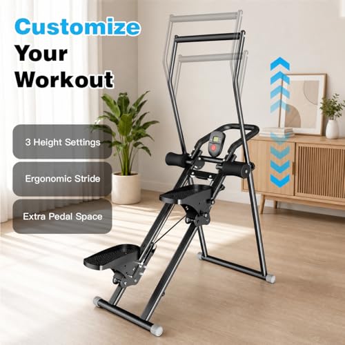 Image of Stair Stepper Ab Machine for Home Gym, Multi-functional Full-Body Workout Equipment, Compact Folding Stair Climber with Oversized Pedal, 90% Pre-Assembled Stairmaster