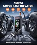 9-in-1 5000A 150PSI Démarreur de saut de batterie de voiture avec Air Compresseur (tous Gas/9L Diesel), Batterie Portable Booster Pack, Démarreur Safe Durable de Voiture Jumper avec Câbles de Jumper Extended, Gants, Lumière