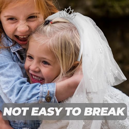 FRCOLOR Girls First Communion Veils Baby Head Band Headband for Girls Hair Accessories for Headbands for Kids Baby Headbands Photo Booth Props White Birthday Hat Pearl Child Fabric2