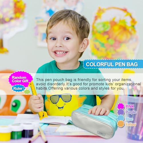 Image of Pencil Case Large Capacity Pouch Bag with Zippers, Expandable Pen Bag Storage Holds 50-100 Pencils, Colors Pencil Box Organizer Case Office School Supplies for Girls Boys Adults(Blue)