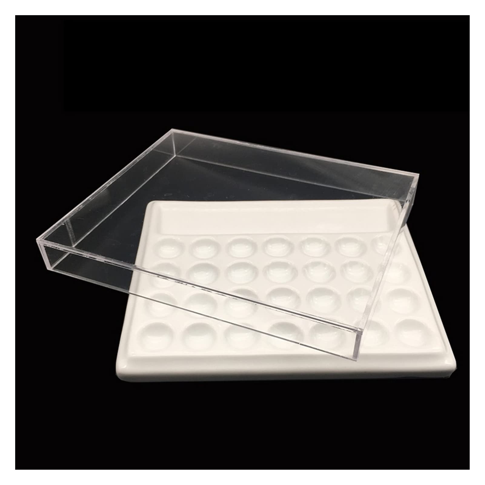 paleta malarska Paleta ceramiczna z pokrywką do malarstwa akwarelowego, malarstwa olejnego, gwaszu, rękodzieła, amatorskich rzemieślników, kuwety malarskiej, narzędzi malarskich (Color : 28 holes)