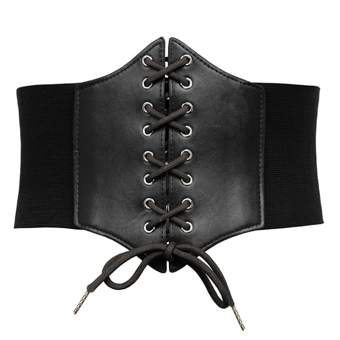 shine style Faux Leather Steampunk Sexy Underbust Waist Belt Corset-picture-41