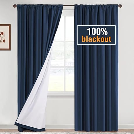H.VERSAILTEX Navy Blue Blackout Curtains: 96 Inches of Darkness and Privacy