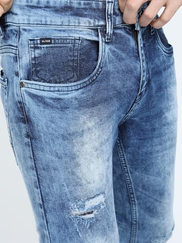 Image of Highlander Mens Tapered Fit Denim Jeans|Jeans for Man Regular Length|Distressed Jeans |Mid-Rise|Stylish Casual Wear with Stretchable Fabric for Everyday Comfort