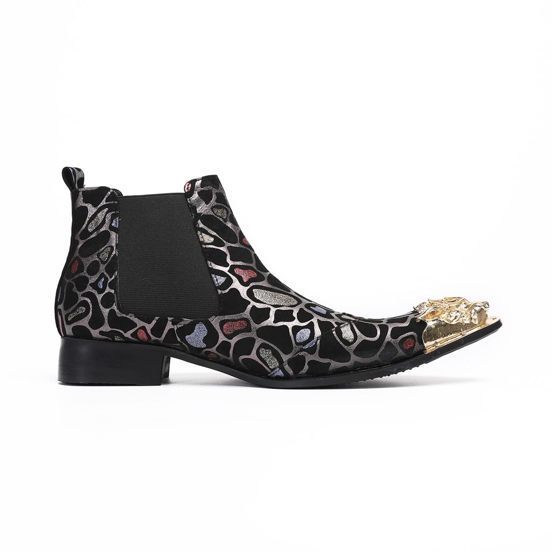 Stivaletti Chelsea Uomo Punta Testa di Leone Scarpe Texture