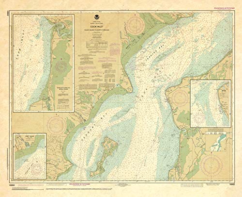 Paradise Cay Publications Antiqued NOAA Chart 16662: Cook Inlet-Kalgin Island to North Foreland