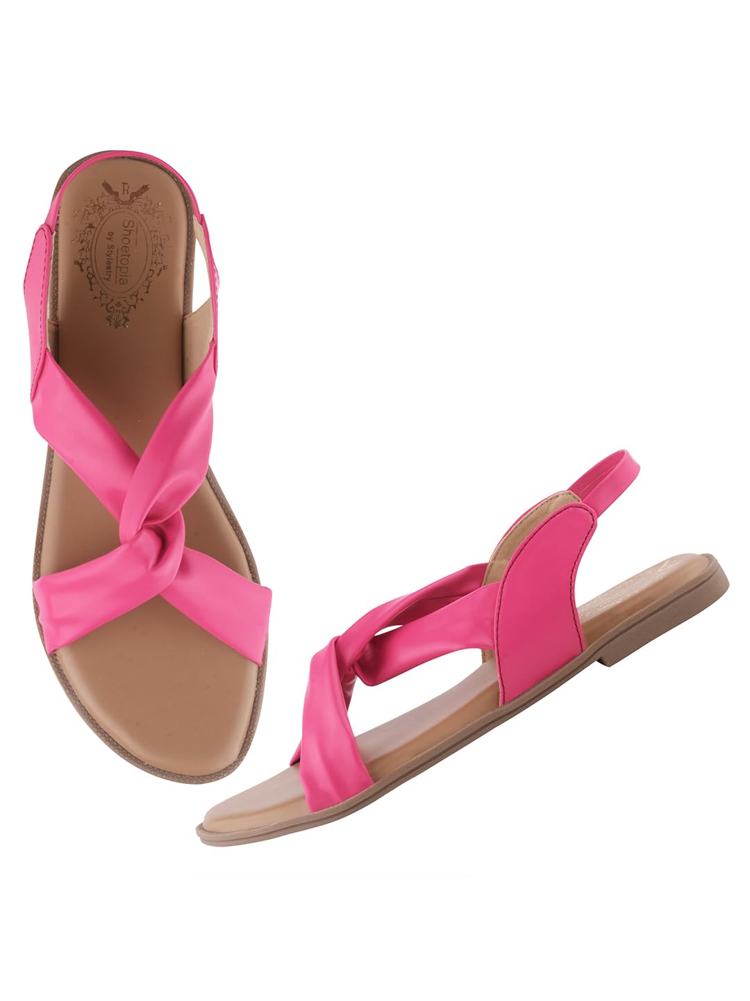Shoetopia Cross Strap Flat Sandals For Women & Girls