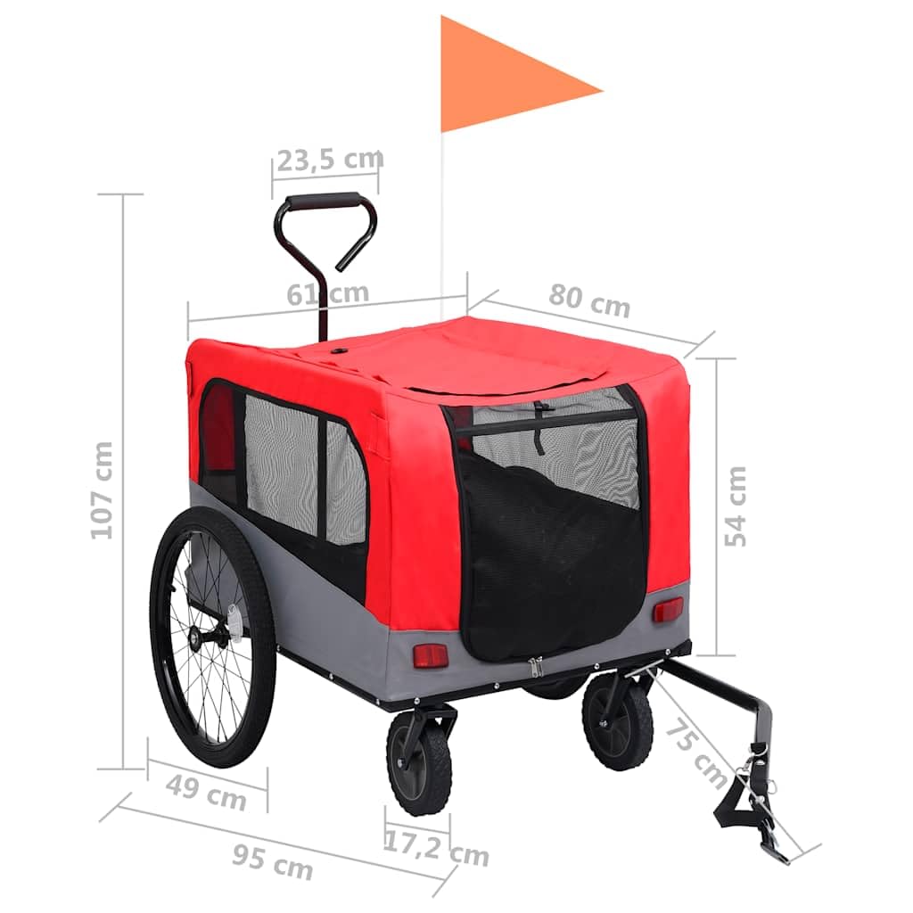 W przyczepce rowerowej dla psów i spacerówek, żółty i szary, wózek dla psów, wózek dla kotów, wózek dla zwierząt, składany, wózek transportowy, wózek podróżny, na spacer i wycieczkę