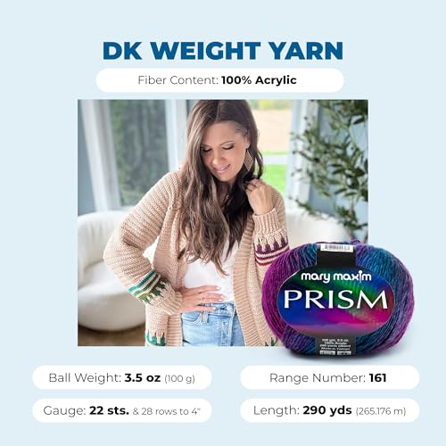 Image of Mary Maxim Prism Yarn, Acrylic Multicolor DK Yarn, 290 Yards, Wild Berries | Ombre Yarn, 3 Weight, Machine Wash, For Knitting and Crochet, Create Baby Items, Blankets, Afghans, Clothing Variegated Yarn