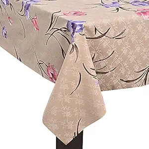 OrientalWeavers Rectangular Printed 6 Seater Dining Table Cover 54X78 in | Anti Skid Mejposh 4 Seater Table Cover | Yellow Floral Print Table Cloth lot ct 8-Plastic