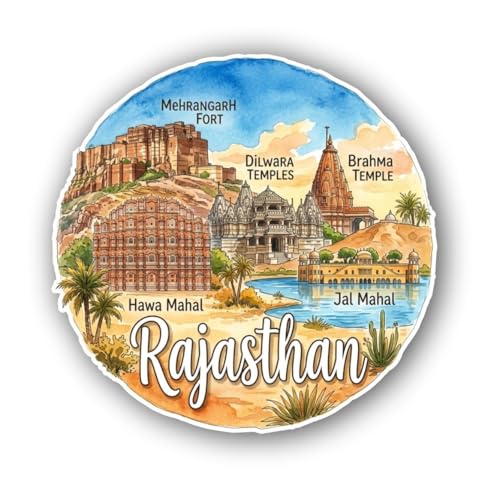 Image of Rajasthan Textured Finish Acrylic Fridge Magnet- UV Texture Printed, Stylish Multicolor Magnet for Fridge, Wardrobe & Metal Surfaces, Pack of 1 (Rajasthan 1)