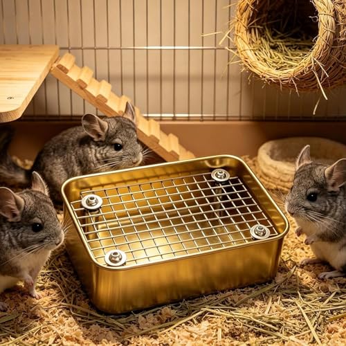 Bac à litière pour chinchilla S Gold - Accessoire indispensable petits animaux - 7