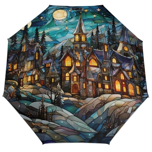 Parapluie pliable Noël résistant au vent compact pour homme femme