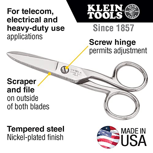 Klein Tools 2100-5 Electrician Scissors For Heavy-Duty Cutting, Corrosion Resistant, 5-1/4-Inch #TOP1