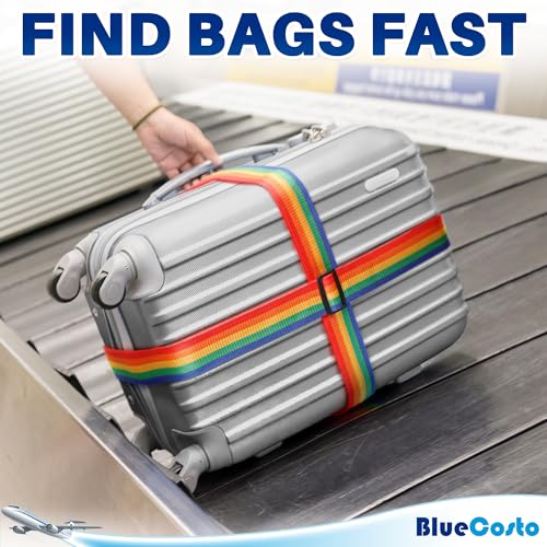 Image of Luggage Straps for Suitcases - TSA Approved - Rainbow, 4 PK - Premium Belts for Suitcase, Briefcase & Travel Bag - Adjustable Strap Length 43 inch - 78 inch