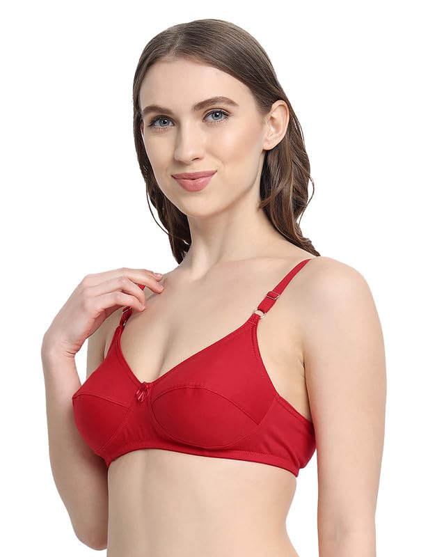 Image of VSTAR HANA Non-Wired Non-Padded Cotton Knitted Full Coverage Bra for Women with Double Layered Seamed Cups