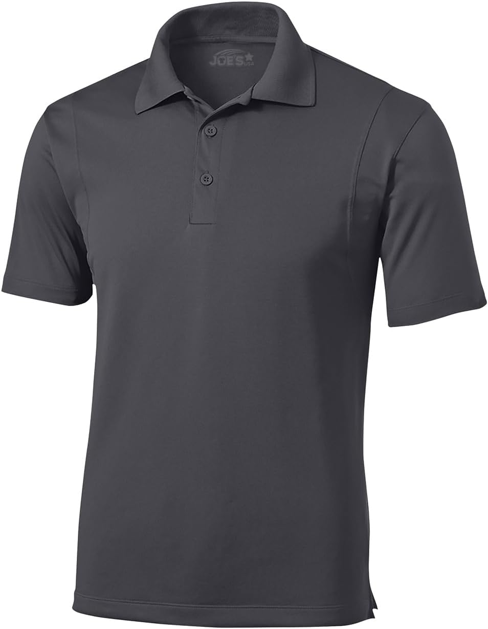 Joe's USA Mens Moisture Wicking Micropique Golf Polos in Regular, Big & Tall