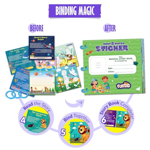 Image of Funtad Stickers Mess-Free DIY Art Activity & Story for Kids - Hunt & Match |550+ Stickers Number Matching Story-Based Learning Toy with 10 Boards|Screen-Free Fun| Gift For Boys & Girls Age 5,6,7,8,9,10 yr