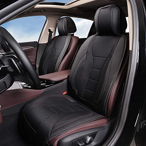 TOYOUN Fundas Cojin Asiento Coche Delantero Protector Asiento Coche de Poliéster de Antideslizante Universal Asientos Coches con Bolsa de Almacenamiento Cojin Coche Asiento Negro Cover