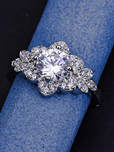 Women's 925 Sterling Silver Cubic Zirconia Finger Ring, Valentine's Gift