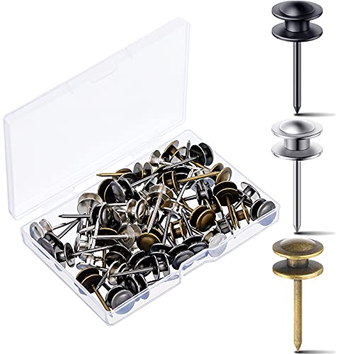 Image of Hotop 50 Pcs Double Headed Picture Hangers Nails Small Head Hanging Nails Picture Photo Hanging Hook Pins Decorative Nail Hook Hangers for Home Office School (Black,Silver,Bronze)