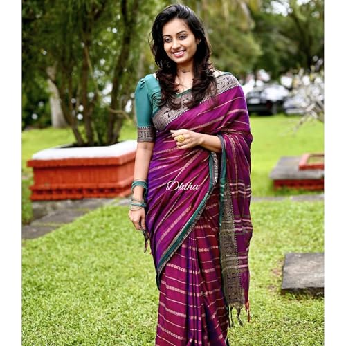 Image of Narayanpet Pure Cotton Avani Border Saree for Women with Running Blouse | Tassels | Traditional Woven Solid Design | Handloom Weave