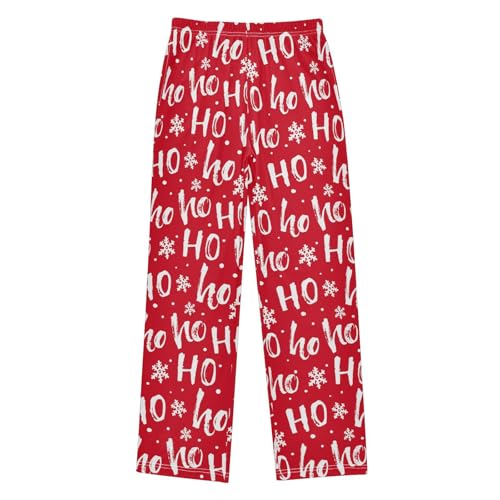 Ho Ho Ho Snowflake Boys Long Pants Soft Trousers Elastic Waist Kids Lounge Bottoms with Pockets S-XL