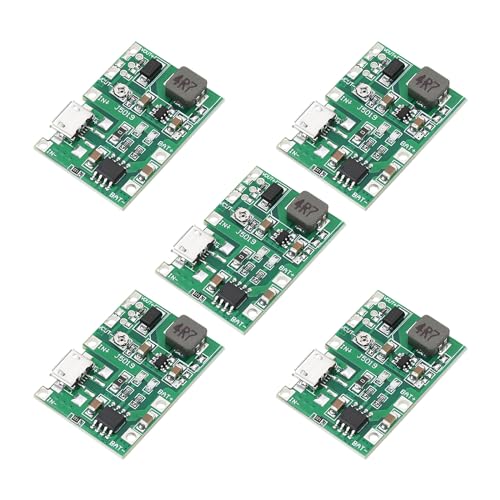 Micro Traders 5-Pack Charger Module 2A 18650 Li-Ion Battery Fast Charger Module 3.7V Boost to 5V 9V 12V with Overcharge Protection for Battery-Powered Equipment