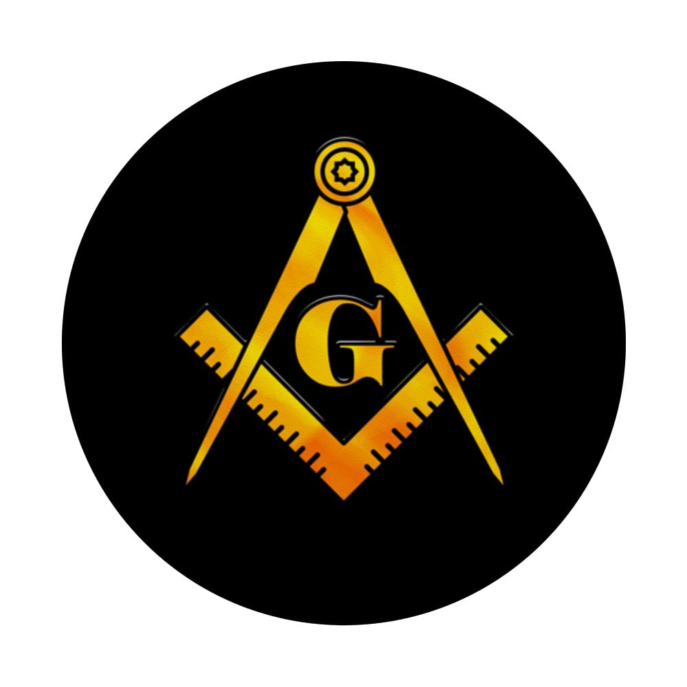 Masonic Shirt for Lodge Square & Compass Symbol, Mason PopSockets Swappable PopGrip, Black - Image 3