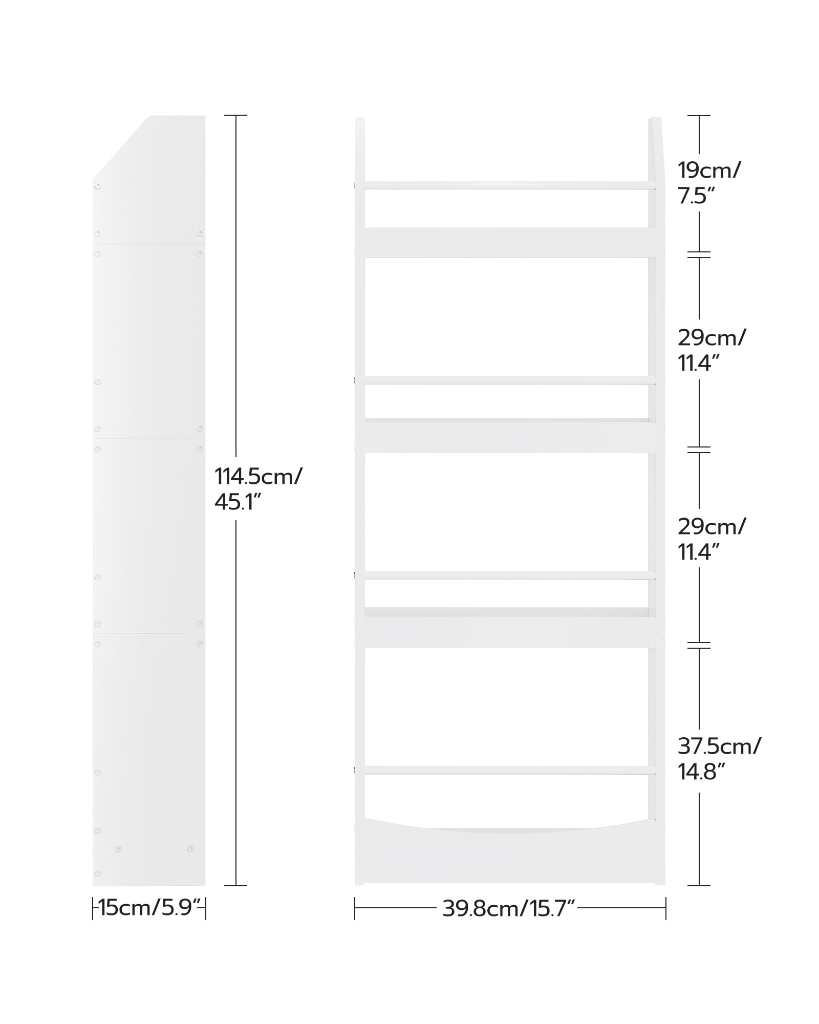 CHOEZON Estantería de Pared de 4 Niveles para Libros y Revistas, 39,8 cm Librería Estantería Infantil, Organizador de Juguetes para Dormitorio Infantil, Sala de Juegos, Guardería, Blanco DMCW04WB