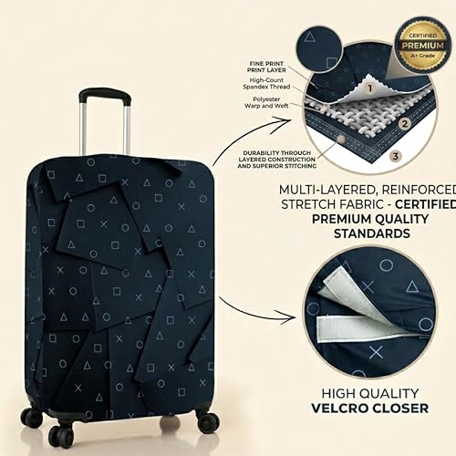 Image of Printed Luggage Cover for Traveling Bag & Suitcase - Stretchable & Scratchproof Trolley Protector with Velcro Lock & Lightweight Washable Material(Suitcase Not Included, Only Cover in Product)