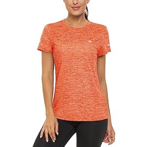 TACVASEN Women’s Athletic Shirts Short Sleeve Quick Dry Hiking Shirts Crew Neck Running Workout Tops Fitness