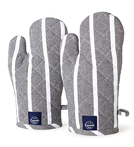 Encasa XO Long 18x30 cm Oven Microwave Hand Gloves Mitts (2 pc set) for Kitchen Cooking & Baking, Heat Resistant
