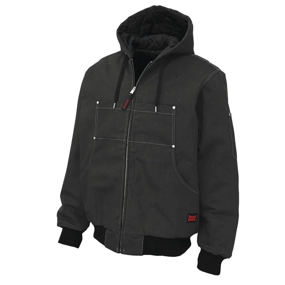Tough Duck Men's Bomber with Hood Oversize Outerwear, Brown, 2XL