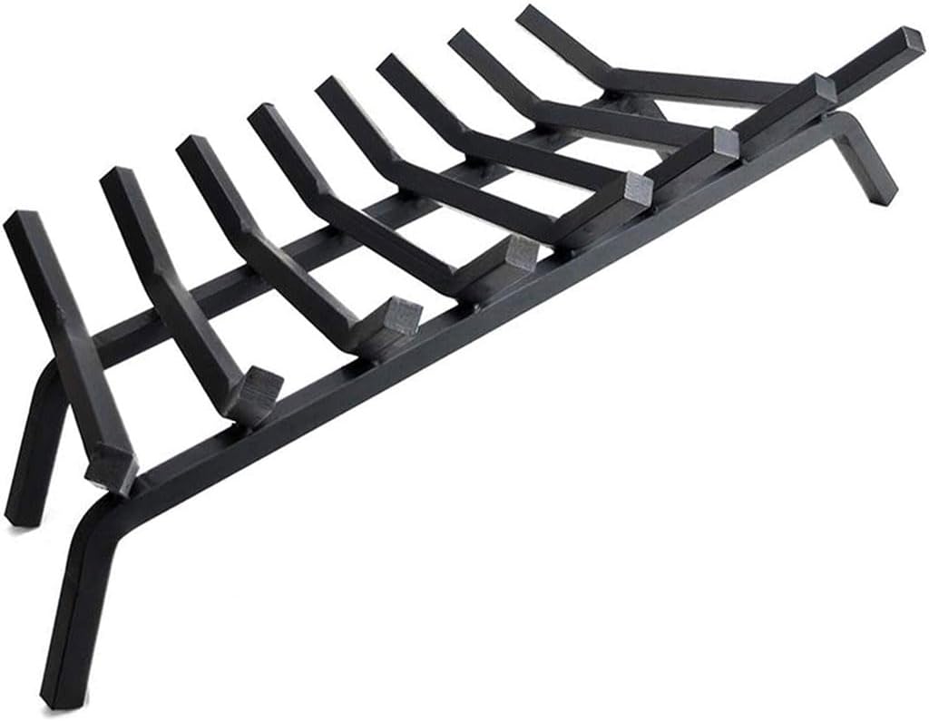 Fireplace Grates with Ember Retainer, Heavy Duty Solid Cast Iron FIrewood Log Burning Rack for Inside The Fireplace Accessories Outood Fire Pit Kindling Fireplace Tools