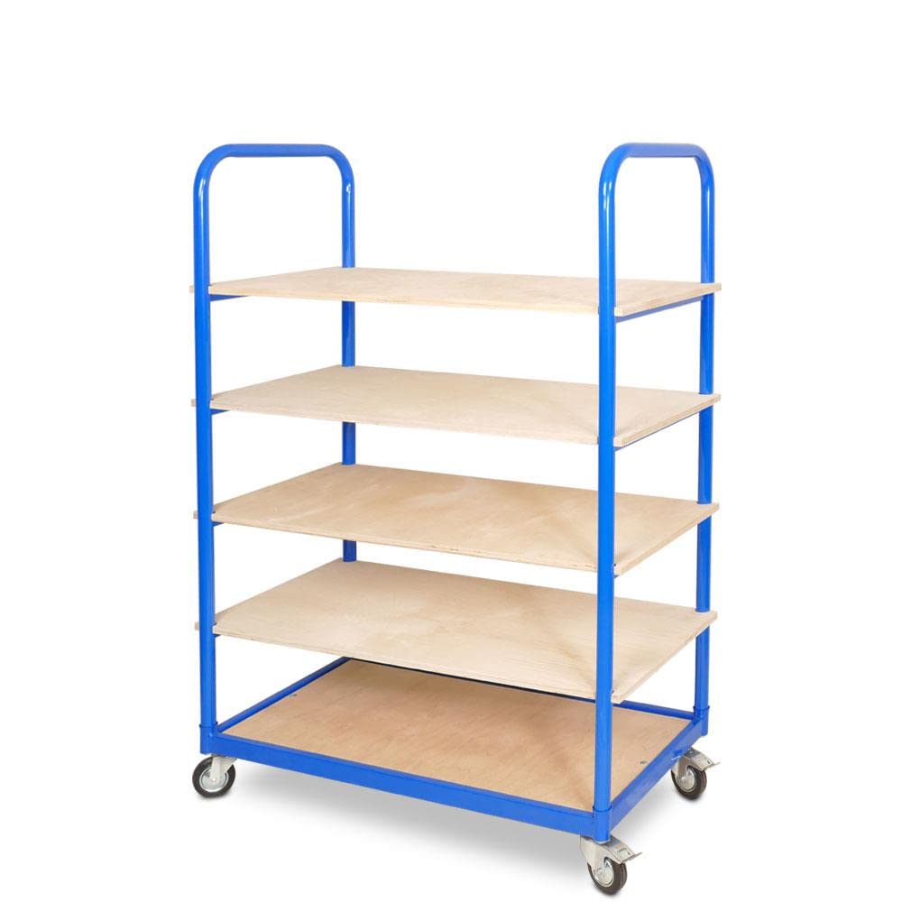 BRB Etagenwagen mit 5 Ebenen, 4 Lenkrollen, BxTxH 1050x500x1450 mm, Gesamttragkraft 250 kg