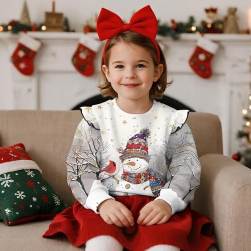 Sweat-shirt de Noël filles pull manches longues molletonné et doux imprimé premium - 3